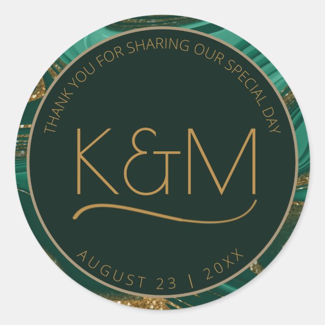 Abstract Glitter Strata Wedding Thank You G ID903  Classic Round Sticker (Front)