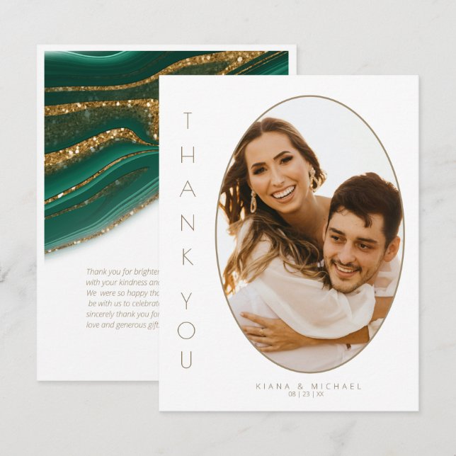 Abstract Glitter Strata Wedding Thank You Gr ID903 Card (Front/Back)