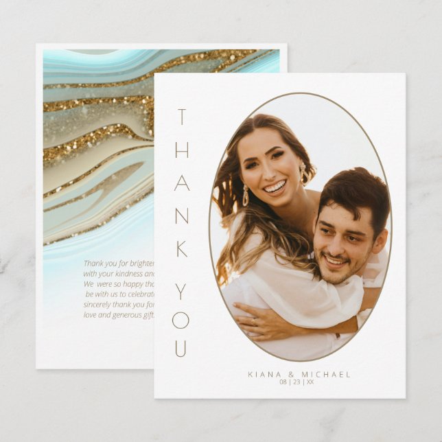 Abstract Glitter Strata Wedding Thank You ID903 (Front/Back)