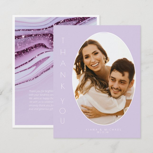 Abstract Glitter Strata Wedding Thank You Lc ID903 (Front/Back)