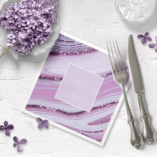 Abstract Glitter Strata Wedding Thank You Lc ID903 Napkin (Creator Uploaded)