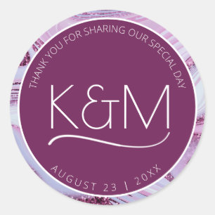 Abstract Glitter Strata Wedding Thank You Pl ID903 Classic Round Sticker