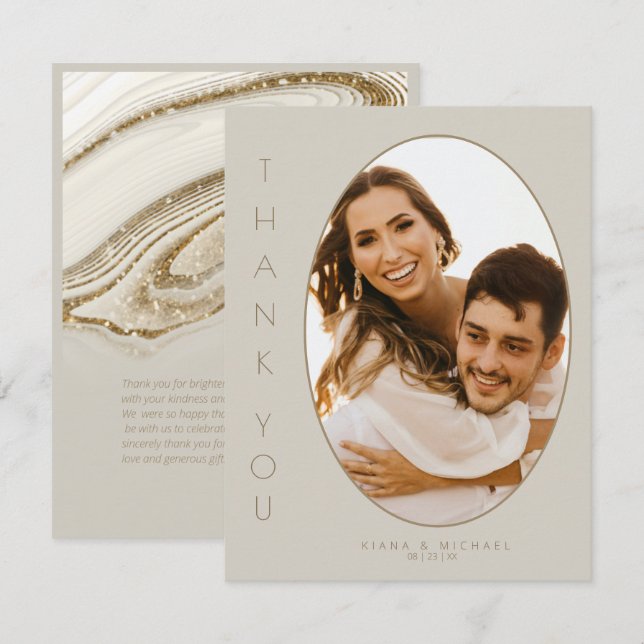 Abstract Glitter Strata Wedding Thank You St ID903 (Front/Back)