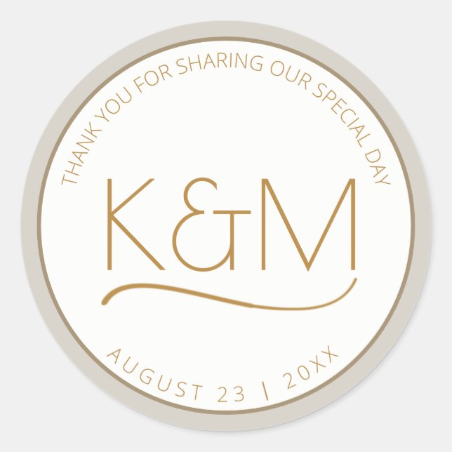 Abstract Glitter Strata Wedding Thank You St ID903 Classic Round Sticker (Front)