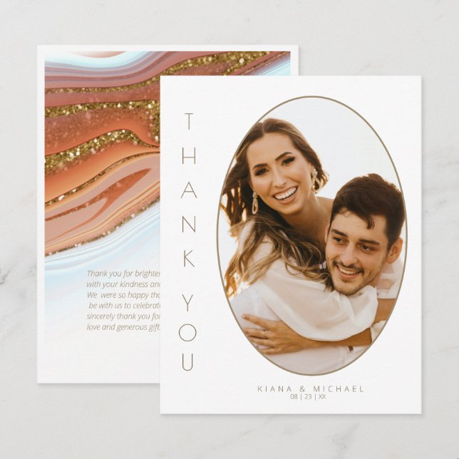 Abstract Glitter Strata Wedding Thank You SW ID903 (Front/Back)