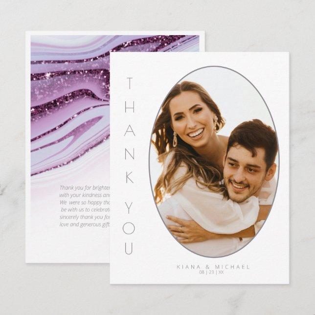 Abstract Glitter Strata Wedding Thank You Wt ID903 (Front/Back)