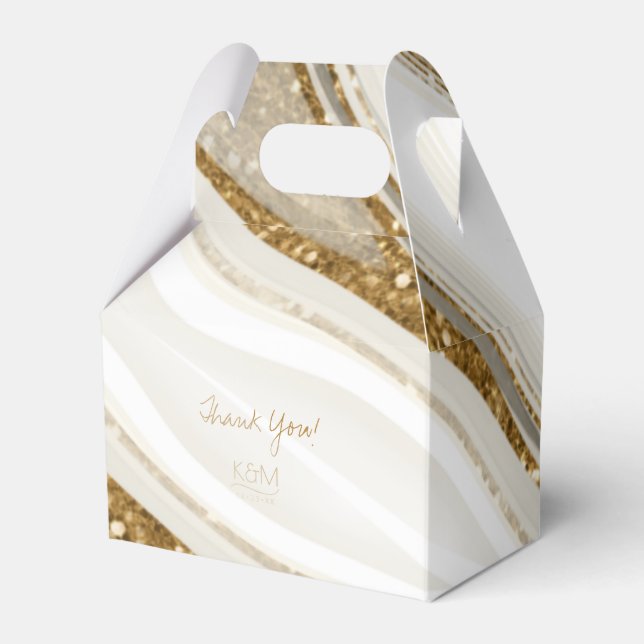 Abstract Glitter Strata Wedding Thanks V2 Iv ID903 Favour Box (Front Side)
