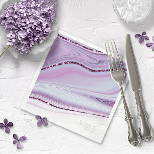 Abstract Glitter Strata Wedding Wht Lilac ID903  Napkin
