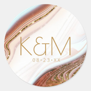 Abstract Glitter Strata Wedding Wht SW ID903 Classic Round Sticker