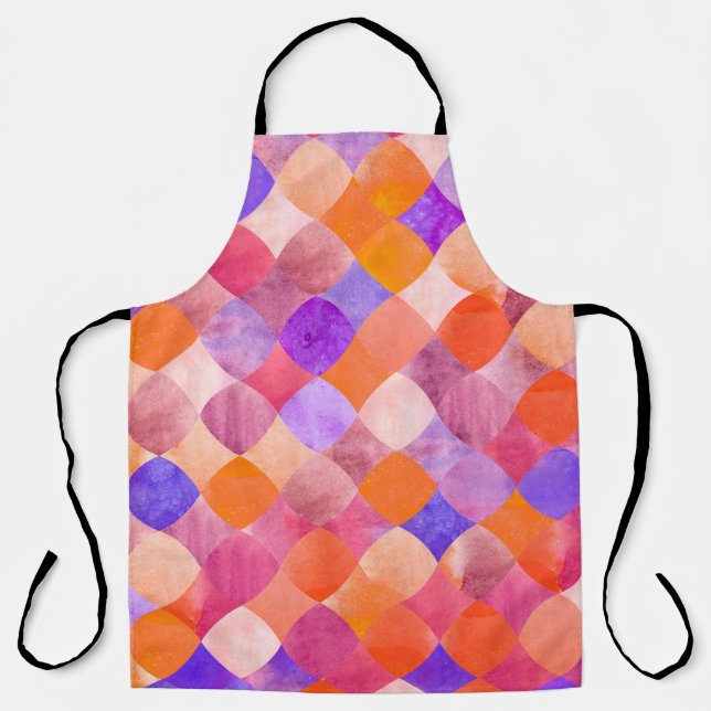 Abstract glitter watercolor geometric pattern apron (Front)