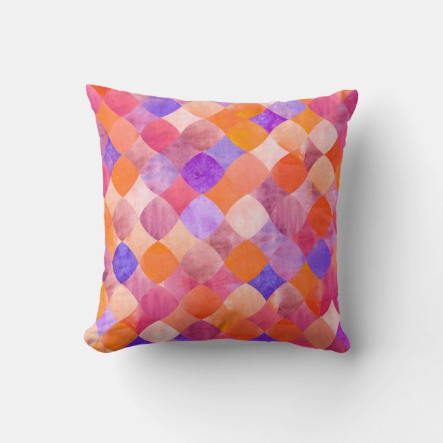 Abstract glitter watercolor geometric pattern cushion (Front)