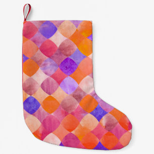 Abstract glitter watercolor geometric pattern small christmas stocking