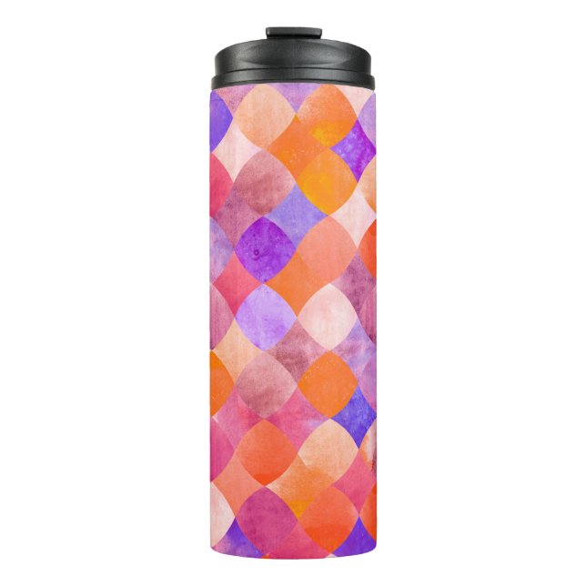 Abstract glitter watercolor geometric pattern thermal tumbler (Front)