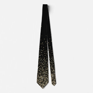 Abstract Glitters Falling On Black Background Tie