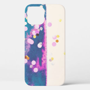 Abstract Glittery Blue Watercolor Splash iPhone 12 Case