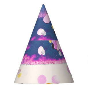 Abstract Glittery Blue Watercolor Splash Party Hat