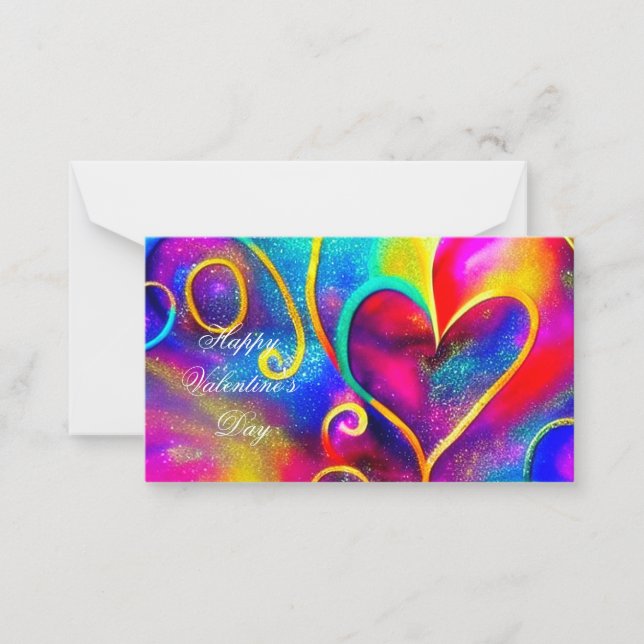 Abstract glittery hearts kids valentine  card (Front)