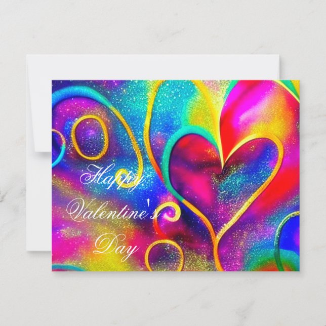 Abstract glittery hearts kids valentine  holiday card (Front)