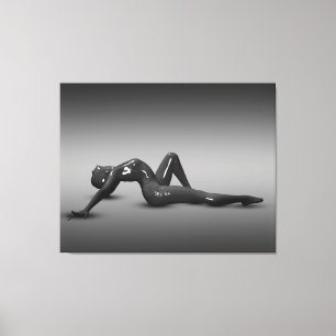 Abstract glossy female figure posed canvas print