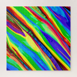 Abstract Glossy Rainbow Paint Jigsaw Puzzle
