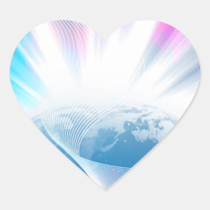 Abstract Glowing Earth Illustration Heart Sticker