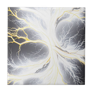 Abstract Glowing Energy Tree Ceramic Tile