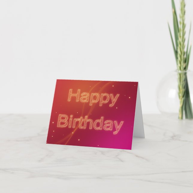 Abstract Glowing Happy Birthday - Greeting Card (Front)