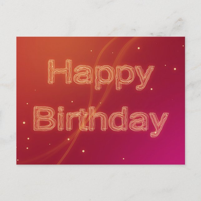 Abstract Glowing Happy Birthday - Postcard (Front)