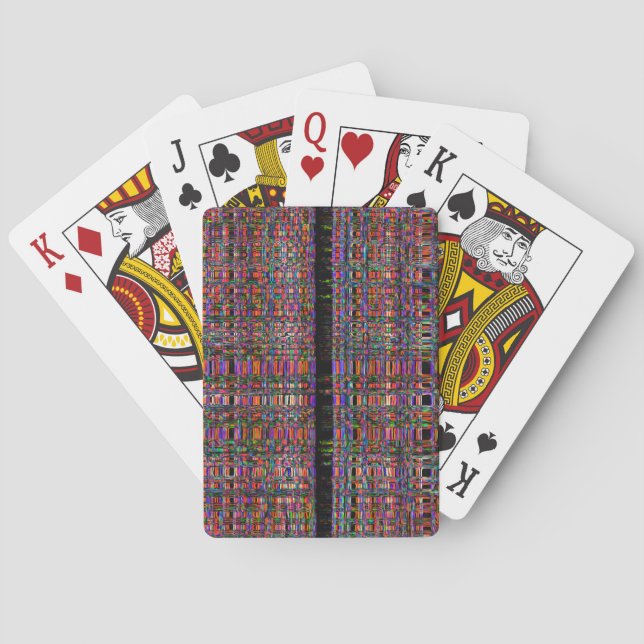 Abstract glowing neon lines pattern playing cards (Back)