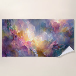 Abstract glowing pastel floral composition beach towel