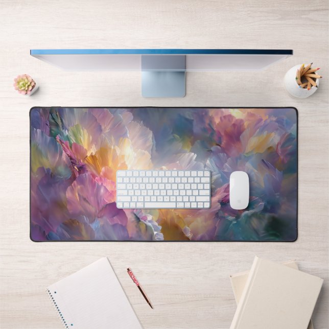 Abstract glowing pastel floral composition desk mat (Office 1)