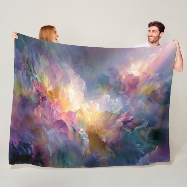 Abstract glowing pastel floral composition fleece blanket (In Situ)