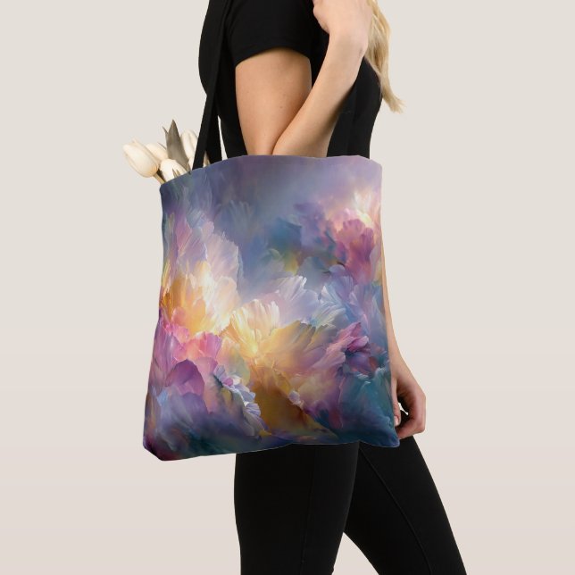 Abstract glowing pastel floral composition tote bag (Close Up)