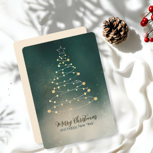 Abstract Glowing String Light Christmas Tree Holiday Card
