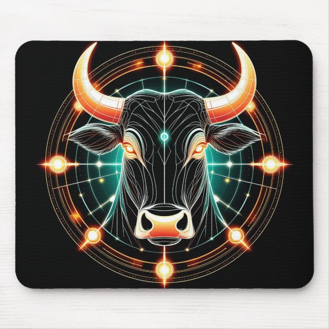 Abstract Glowing Taurus Illustration Mouse Mat (Front)