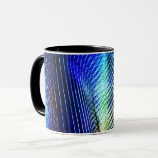 Abstract Glowing VR Light Wave Cyber Blue Mug