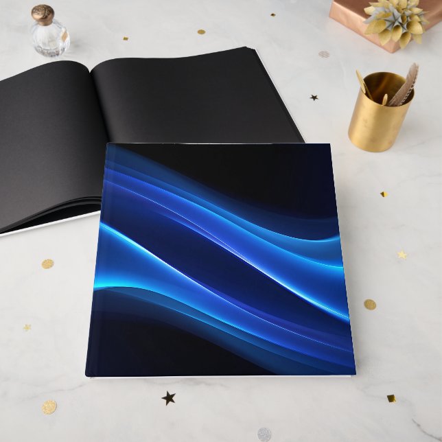 Abstract Glowing Wave Light Background | Modern Guest Book (Front Open)