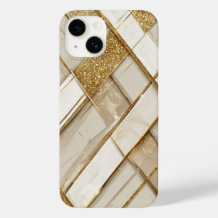 Abstract Gold and Beige Geometric Pattern Case-Mate iPhone 14 Case