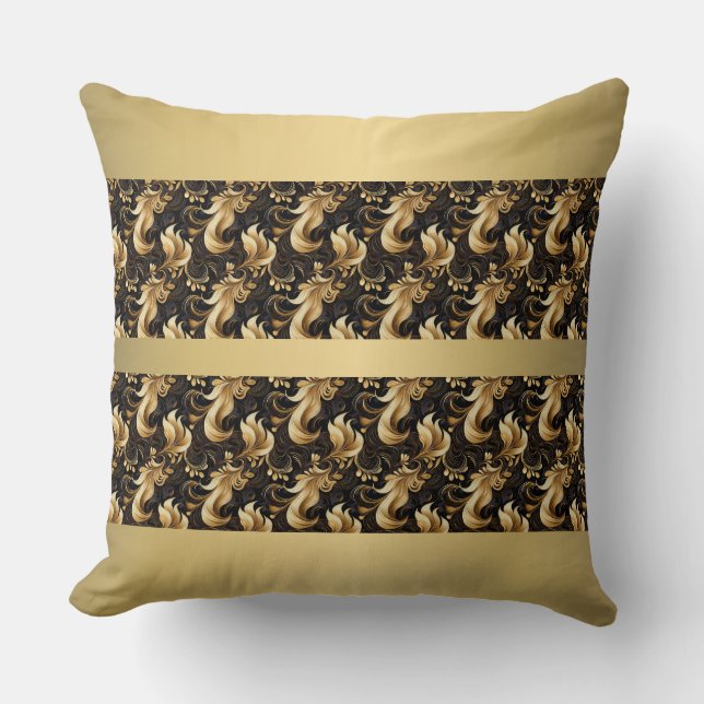 Abstract Gold and Black Cushion (Front)