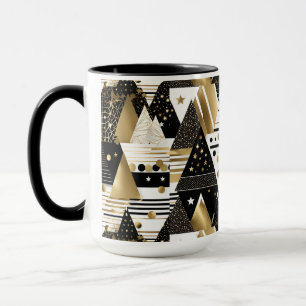 abstract gold and black triangles coffee mug