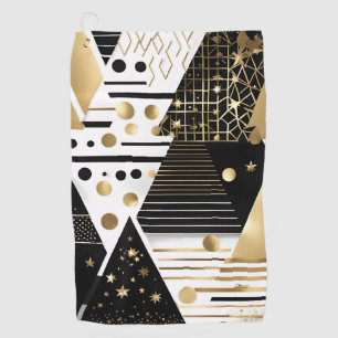 abstract gold and black triangles golf towel
