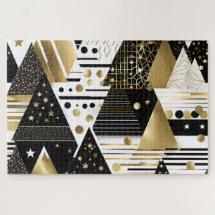 abstract gold and black triangles puzzle