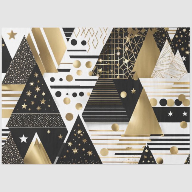 abstract gold and black triangles tissue paper (Front)