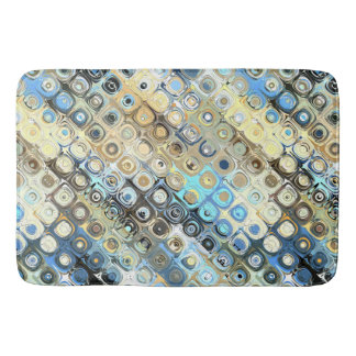 Abstract Gold And Blue Pattern Bath Mat
