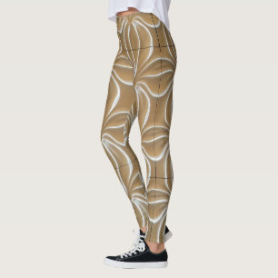 abstract gold and white pattern leggings