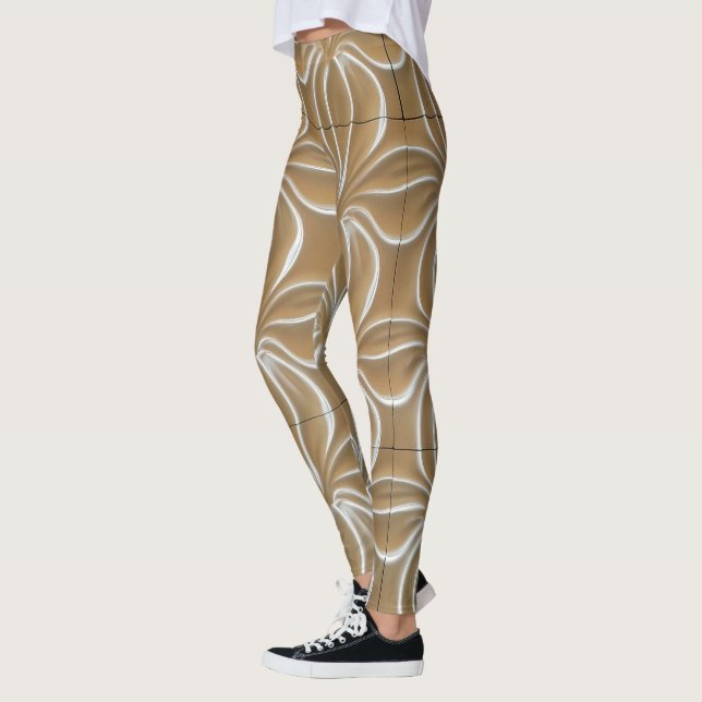 abstract gold and white pattern leggings (Left)
