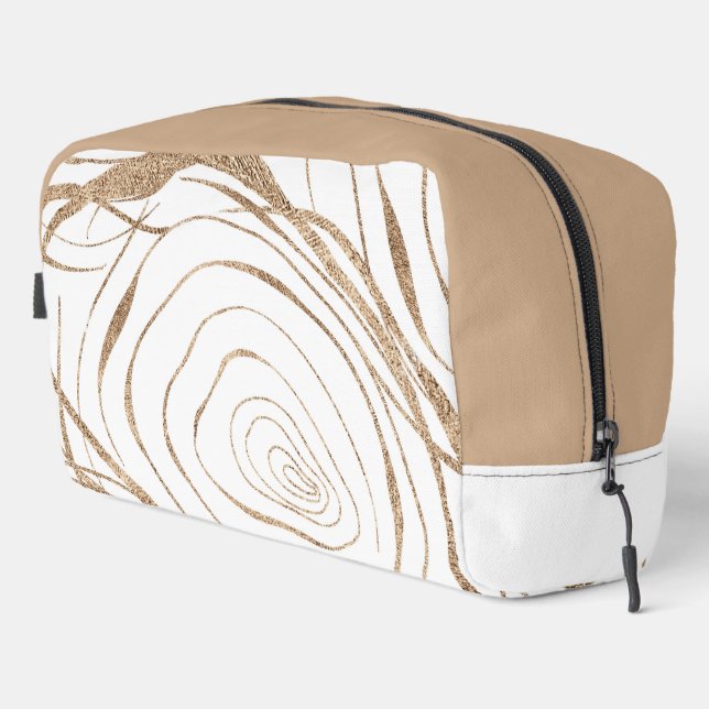 Abstract Gold and White Swirly Lines Dopp Kit (Right Corner)