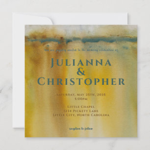 Abstract Gold Art Watercolor Wedding Invitation