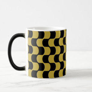 Abstract Gold Black Distorted Checkerboard Pattern Magic Mug