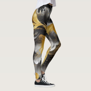 Abstract Gold Black Yoga or Everyday Leggings